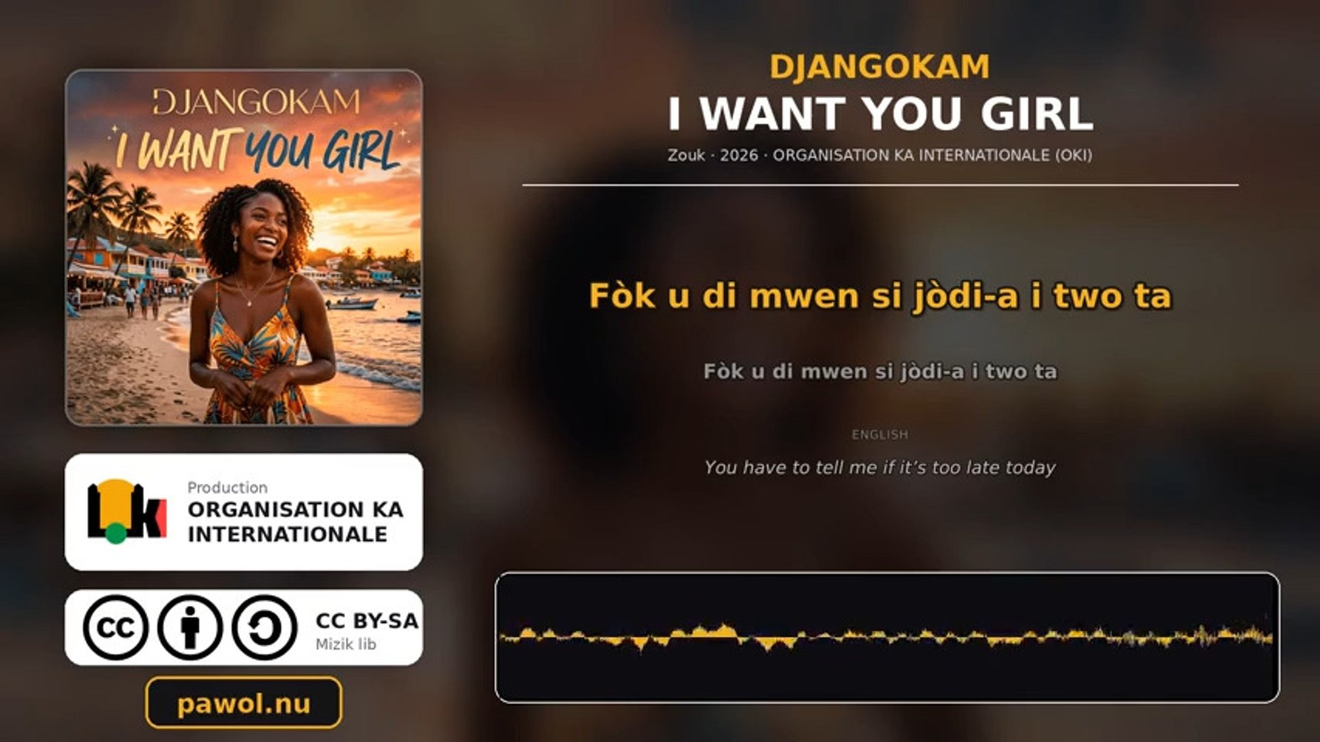 Miniature de la vidéo: DJANGOKAM - I Want You Girl (Karaoke / Lyrics in KA + English translation)