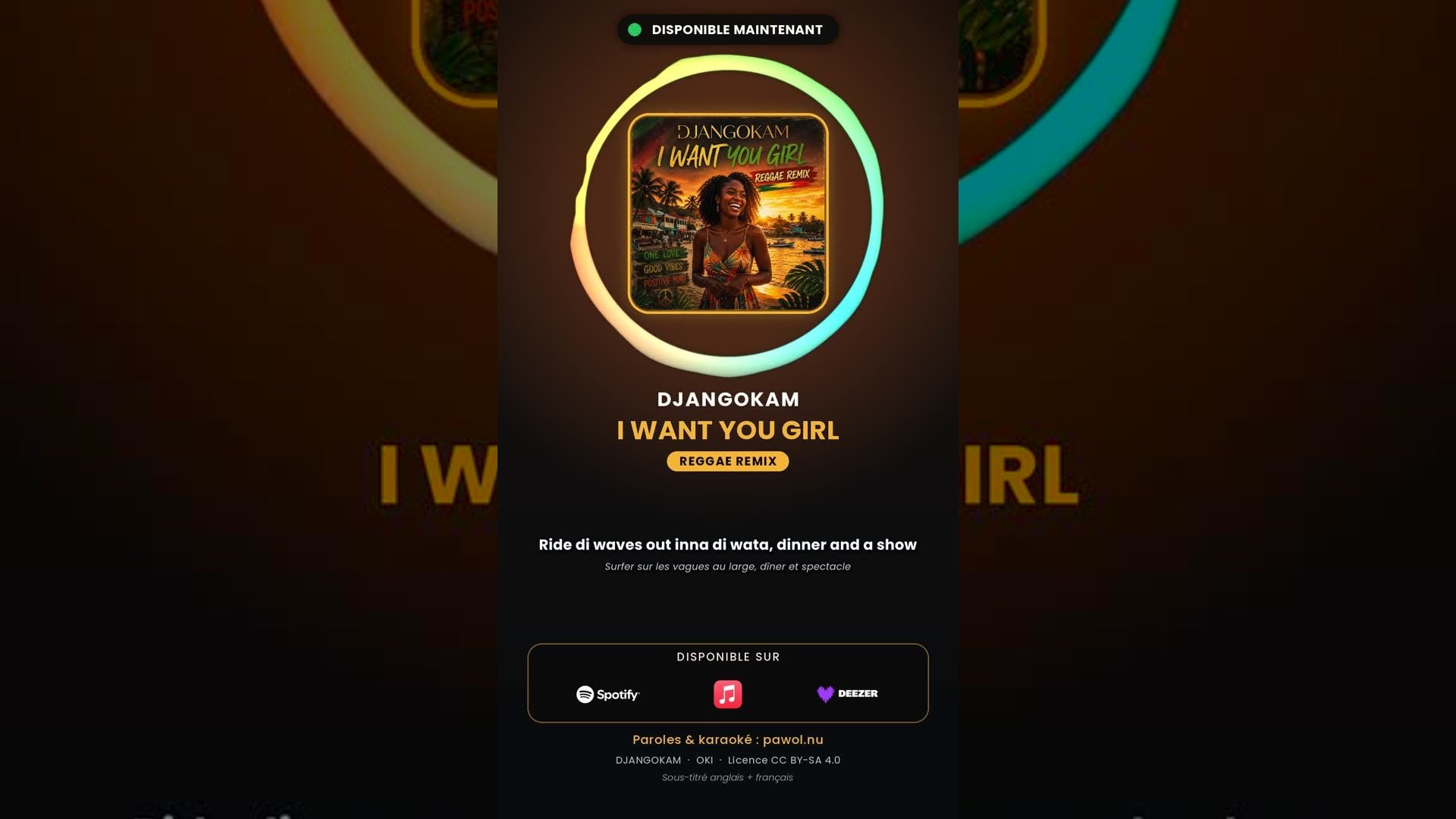 DJANGOKAM - I Want You Girl (reggae remix) 🎤 Vertical Karaoke in KA + English